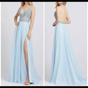 Mac Duggal 66881M Beaded Plunging Halter A-Line Gown